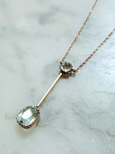 Load image into Gallery viewer, Antique Edwardian Aquamarine Necklace Lavalier Double Drop Design 9ct Gold - c.1900