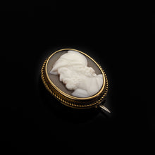 Load image into Gallery viewer, Antique Victorian 15ct Gold Carved Shell Cameo Brooch with "Menelaus" Head Greek Mythology - c.1880
