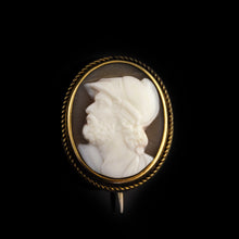 Load image into Gallery viewer, Antique Victorian 15ct Gold Carved Shell Cameo Brooch with "Menelaus" Head Greek Mythology - c.1880