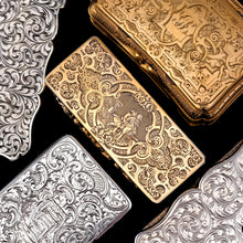 Load image into Gallery viewer, Antique Solid Silver Victorian Gilt Table Snuff Box with Original Fitted Box - Charles Rawlings & William Summers 1854