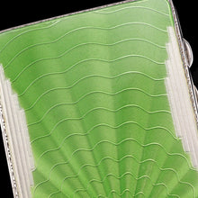 Load image into Gallery viewer, Art Deco Sterling Silver Cigarette Case with Green Enamel Guilloche Sunburst Ray - Joseph Gloster 1936