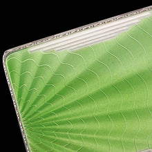 Load image into Gallery viewer, Art Deco Sterling Silver Cigarette Case with Green Enamel Guilloche Sunburst Ray - Joseph Gloster 1936