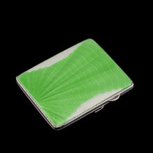 Load image into Gallery viewer, Art Deco Sterling Silver Cigarette Case with Green Enamel Guilloche Sunburst Ray - Joseph Gloster 1936