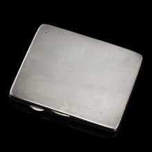 Load image into Gallery viewer, Art Deco Sterling Silver Cigarette Case with Green Enamel Guilloche Sunburst Ray - Joseph Gloster 1936