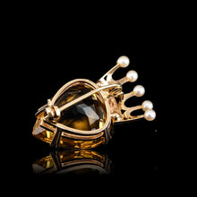 Load image into Gallery viewer, A Citrine & Pearl 14ct Gold Heart Coronet Crown Brooch/Pendant Necklace