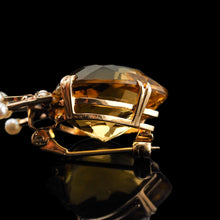 Load image into Gallery viewer, A Citrine & Pearl 14ct Gold Heart Coronet Crown Brooch/Pendant Necklace