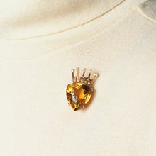Load image into Gallery viewer, A Citrine & Pearl 14ct Gold Heart Coronet Crown Brooch/Pendant Necklace
