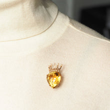 Load image into Gallery viewer, A Citrine & Pearl 14ct Gold Heart Coronet Crown Brooch/Pendant Necklace