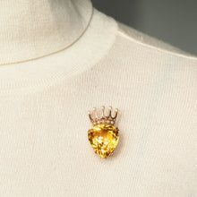 Load image into Gallery viewer, A Citrine & Pearl 14ct Gold Heart Coronet Crown Brooch/Pendant Necklace