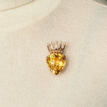 Load image into Gallery viewer, A Citrine & Pearl 14ct Gold Heart Coronet Crown Brooch/Pendant Necklace