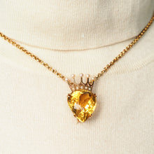 Load image into Gallery viewer, A Citrine & Pearl 14ct Gold Heart Coronet Crown Brooch/Pendant Necklace