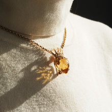 Load image into Gallery viewer, A Citrine & Pearl 14ct Gold Heart Coronet Crown Brooch/Pendant Necklace