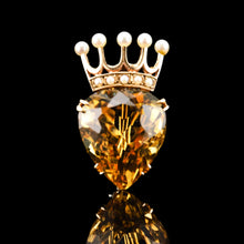 Load image into Gallery viewer, A Citrine & Pearl 14ct Gold Heart Coronet Crown Brooch/Pendant Necklace