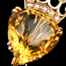 Load image into Gallery viewer, A Citrine & Pearl 14ct Gold Heart Coronet Crown Brooch/Pendant Necklace