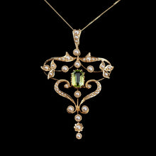 Load image into Gallery viewer, Antique Edwardian 15ct Gold Peridot & Pearl Necklace/Pendant - c.1910