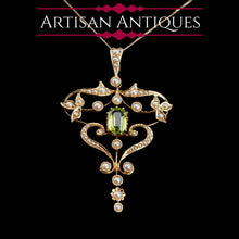Load image into Gallery viewer, Antique Edwardian 15ct Gold Peridot & Pearl Necklace/Pendant - c.1910