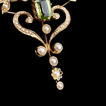 Load image into Gallery viewer, Antique Edwardian 15ct Gold Peridot & Pearl Necklace/Pendant - c.1910