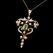 Load image into Gallery viewer, Antique Edwardian 15ct Gold Peridot & Pearl Necklace/Pendant - c.1910