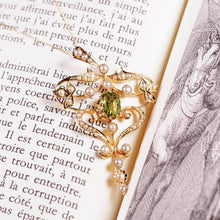 Load image into Gallery viewer, Antique Edwardian 15ct Gold Peridot & Pearl Necklace/Pendant - c.1910