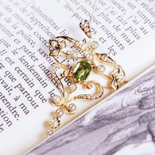 Load image into Gallery viewer, Antique Edwardian 15ct Gold Peridot & Pearl Necklace/Pendant - c.1910