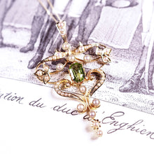 Load image into Gallery viewer, Antique Edwardian 15ct Gold Peridot & Pearl Necklace/Pendant - c.1910