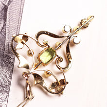 Load image into Gallery viewer, Antique Edwardian 15ct Gold Peridot & Pearl Necklace/Pendant - c.1910