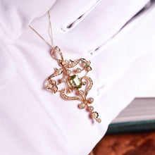 Load image into Gallery viewer, Antique Edwardian 15ct Gold Peridot & Pearl Necklace/Pendant - c.1910