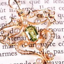 Load image into Gallery viewer, Antique Edwardian 15ct Gold Peridot & Pearl Necklace/Pendant - c.1910