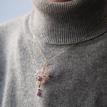 Load image into Gallery viewer, Antique Edwardian Amethyst Necklace with Seed Pearls 9ct Gold - c.1900s