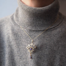 Load image into Gallery viewer, Antique Edwardian Amethyst Necklace with Seed Pearls 9ct Gold - c.1900s