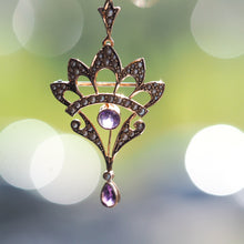 Load image into Gallery viewer, Antique Edwardian Amethyst Necklace with Seed Pearls 9ct Gold - c.1900s