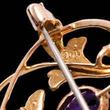 Load image into Gallery viewer, Antique Edwardian Amethyst & Seed Pearl 9ct Gold Art Nouveau Pendant Necklace - c.1905