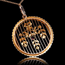 Load image into Gallery viewer, Antique Edwardian Belle Epoque Pearl & Pink Tourmaline Pendant Necklace 9ct Gold - c.1910