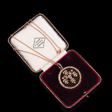 Load image into Gallery viewer, Antique Edwardian Belle Epoque Pearl & Pink Tourmaline Pendant Necklace 9ct Gold - c.1910