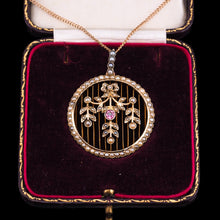 Load image into Gallery viewer, Antique Edwardian Belle Epoque Pearl & Pink Tourmaline Pendant Necklace 9ct Gold - c.1910