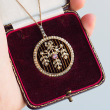 Load image into Gallery viewer, Antique Edwardian Belle Epoque Pearl & Pink Tourmaline Pendant Necklace 9ct Gold - c.1910