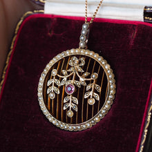 Load image into Gallery viewer, Antique Edwardian Belle Epoque Pearl & Pink Tourmaline Pendant Necklace 9ct Gold - c.1910