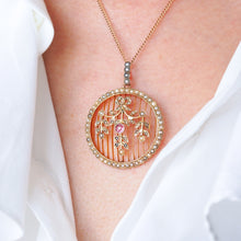 Load image into Gallery viewer, Antique Edwardian Belle Epoque Pearl & Pink Tourmaline Pendant Necklace 9ct Gold - c.1910