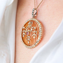 Load image into Gallery viewer, Antique Edwardian Belle Epoque Pearl & Pink Tourmaline Pendant Necklace 9ct Gold - c.1910