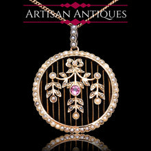 Load image into Gallery viewer, Antique Edwardian Belle Epoque Pearl & Pink Tourmaline Pendant Necklace 9ct Gold - c.1910