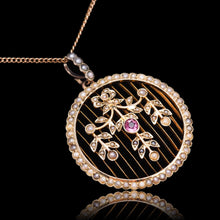 Load image into Gallery viewer, Antique Edwardian Belle Epoque Pearl & Pink Tourmaline Pendant Necklace 9ct Gold - c.1910