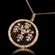 Load image into Gallery viewer, Antique Edwardian Belle Epoque Pearl & Pink Tourmaline Pendant Necklace 9ct Gold - c.1910