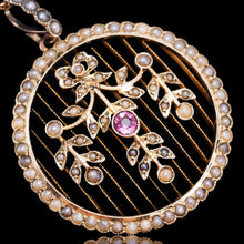 Load image into Gallery viewer, Antique Edwardian Belle Epoque Pearl & Pink Tourmaline Pendant Necklace 9ct Gold - c.1910