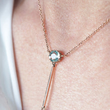 Load image into Gallery viewer, Antique Edwardian Aquamarine Necklace Lavalier Double Drop Design 9ct Gold - c.1900