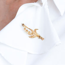 Load image into Gallery viewer, Antique Edwardian Floral Brooch 15ct Gold Seed Pearl Lily of the Valley Design - c.1910
