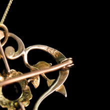 Load image into Gallery viewer, Antique Edwardian 9ct Gold Seed Pearl and Purple Amethyst-Coloured Paste Pendant Necklace - c.1910