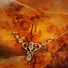 Load image into Gallery viewer, Antique 15ct Gold Peridot & Pearl Lavalier Necklace - Art Nouveau c.1900s