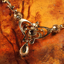 Load image into Gallery viewer, Antique 15ct Gold Peridot & Pearl Lavalier Necklace - Art Nouveau c.1900s