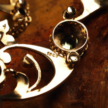 Load image into Gallery viewer, Antique 15ct Gold Peridot & Pearl Lavalier Necklace - Art Nouveau c.1900s