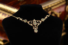 Load image into Gallery viewer, Antique 15ct Gold Peridot & Pearl Lavalier Necklace - Art Nouveau c.1900s